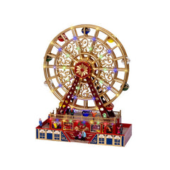 Ruota panoramica in plastica per villaggio natalizio con musica, movimento e LED 48 cm
