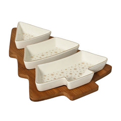 Set aperitivo natalizio a forma di Albero di Natale con 3 ciotole e vassoio 27 cm
