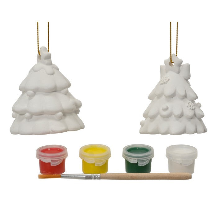 Set creativo da dipingere in gesso con 2 alberi, colori e pennello