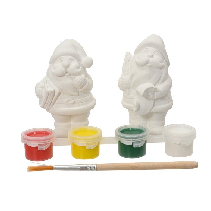 Set creativo da dipingere in gesso con 2 babbo Natale, colori e pennello