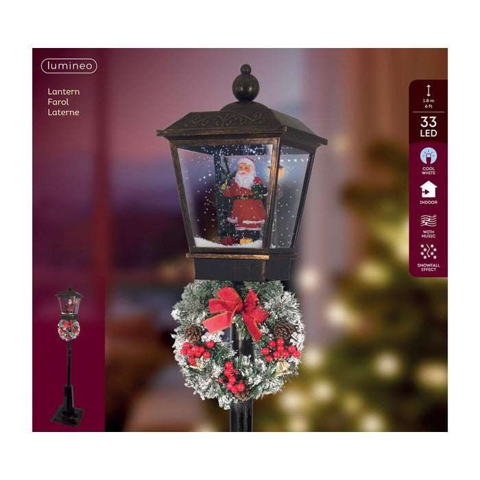 Lampione per decorazione natalizia con effetto neve, ghirlanda e LED 180 cm