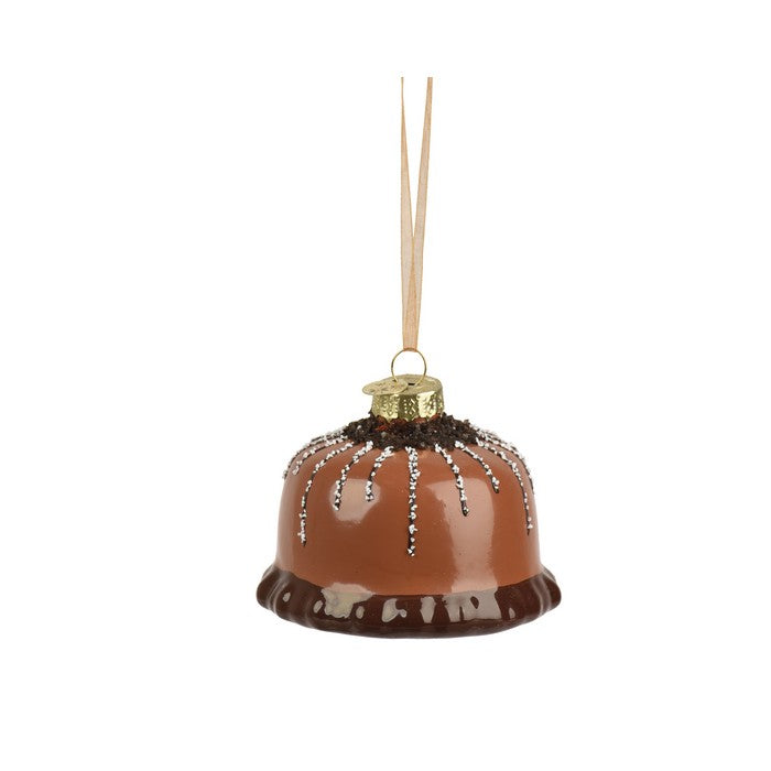 Pendaglio natalizio in vetro a forma di torta 8 cm