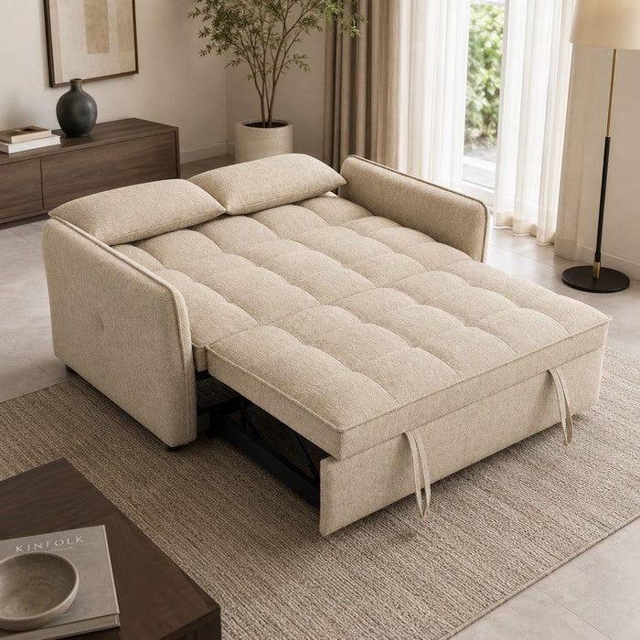Divano letto due posti in tessuto con cuscini - Taylor