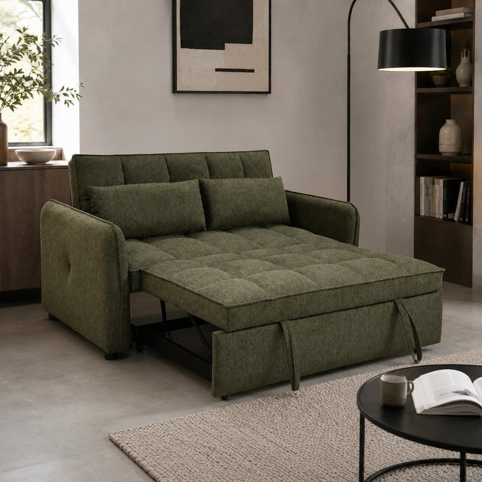 Divano letto due posti in tessuto con cuscini - Taylor