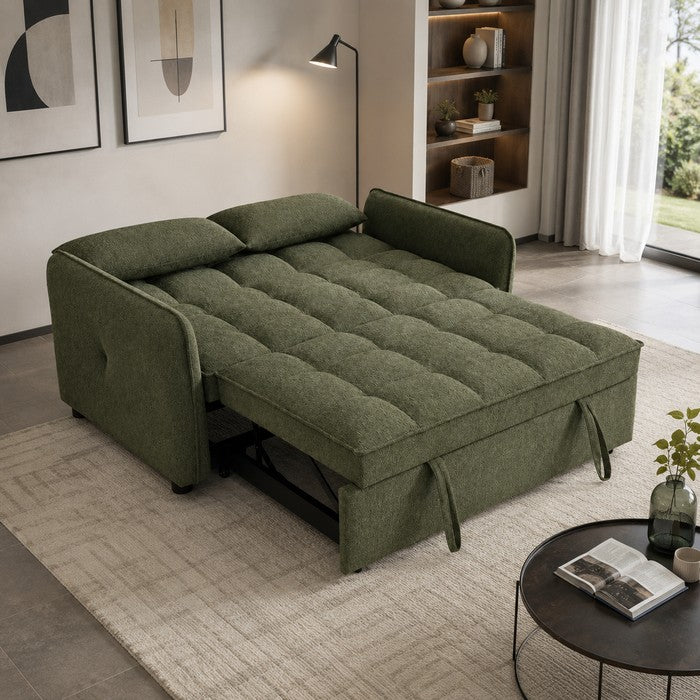 Divano letto due posti in tessuto con cuscini - Taylor