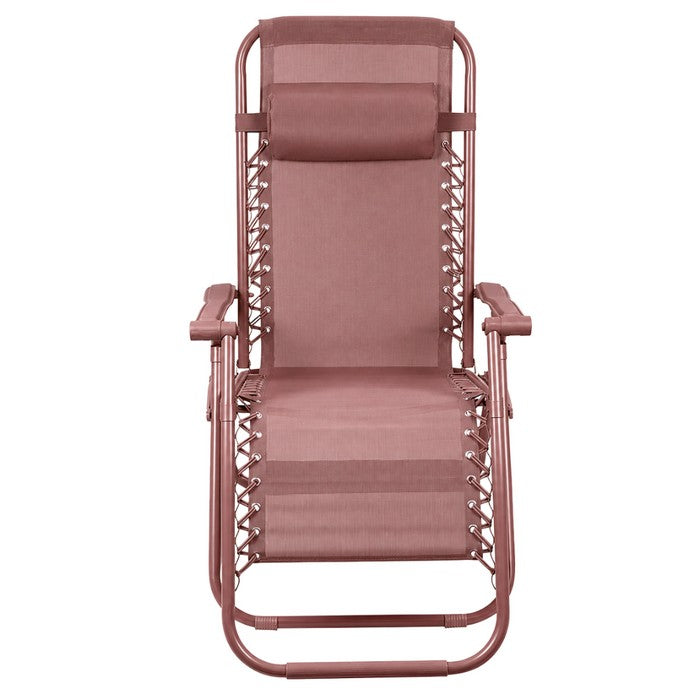 Poltrona reclinabile in metallo e textilene monocolore con cuscino - No Gravity