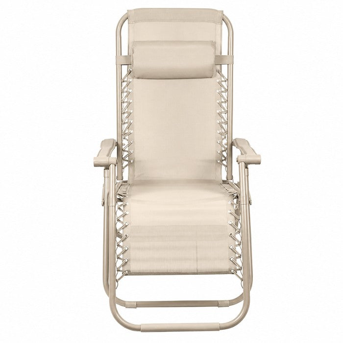 Poltrona reclinabile in metallo e textilene monocolore con cuscino - No Gravity