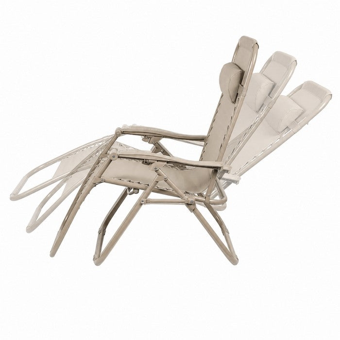 Poltrona reclinabile in metallo e textilene monocolore con cuscino - No Gravity