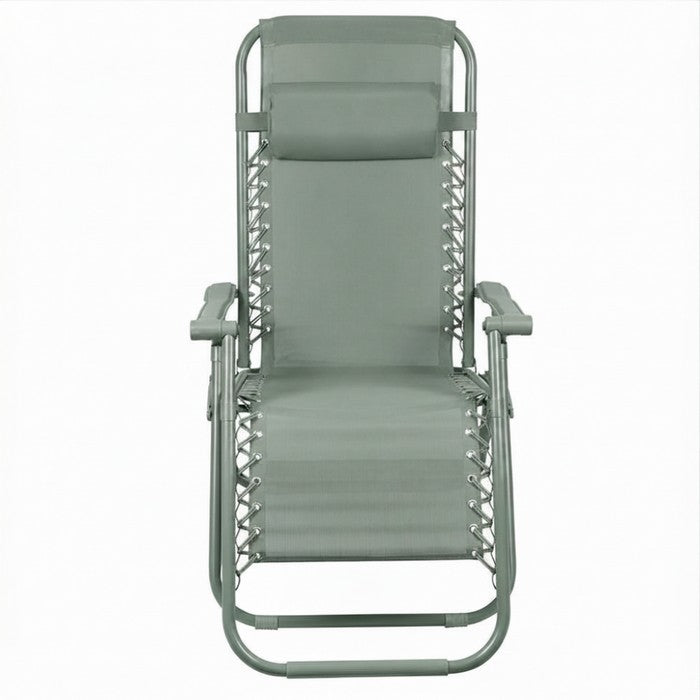 Poltrona reclinabile in metallo e textilene monocolore con cuscino - No Gravity