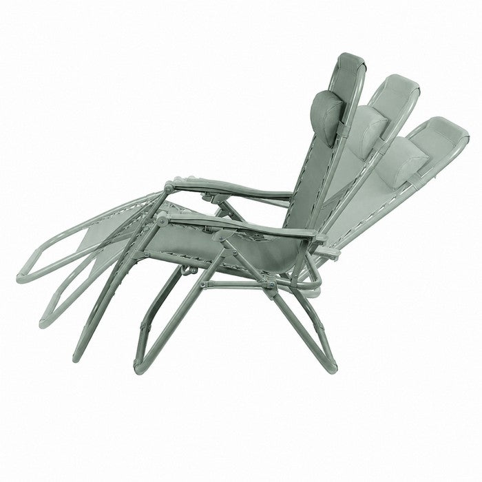 Poltrona reclinabile in metallo e textilene monocolore con cuscino - No Gravity
