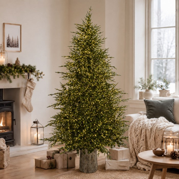 Albero di Natale verde in PE/PVC effetto realistico con microLED, telecomando, timer - Prestige