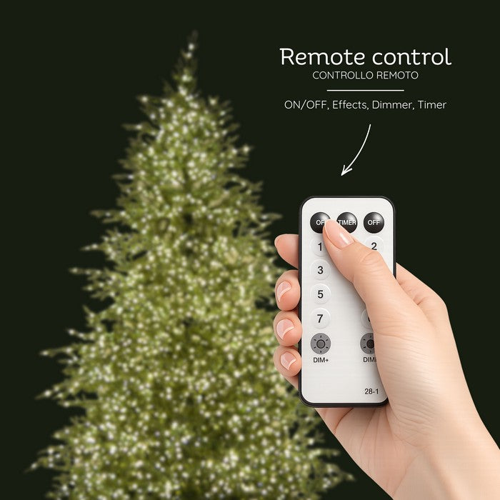 Albero di Natale verde in PE/PVC effetto realistico con microLED, telecomando, timer - Prestige