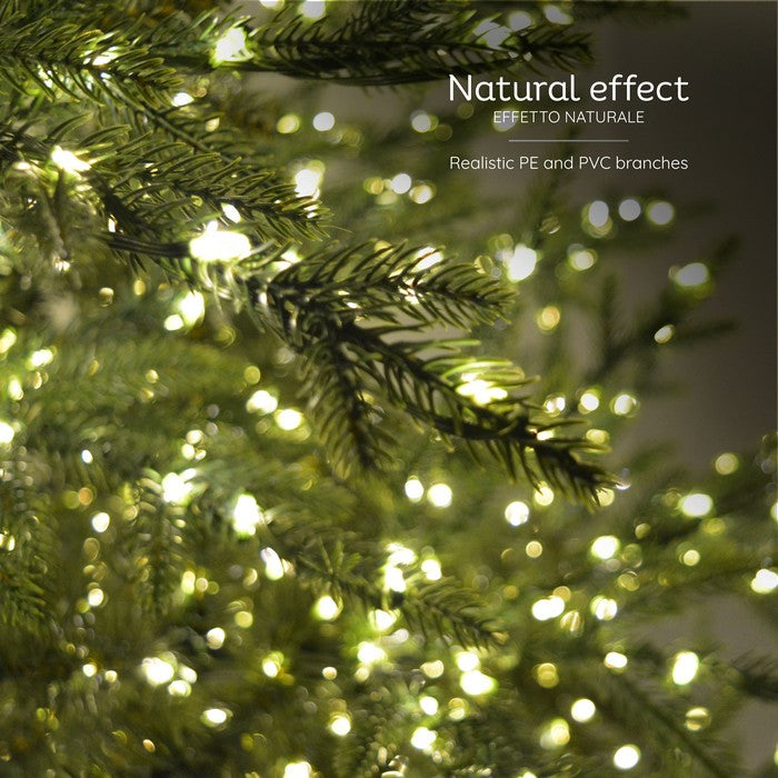 Albero di Natale verde in PE/PVC effetto realistico con microLED, telecomando, timer - Prestige