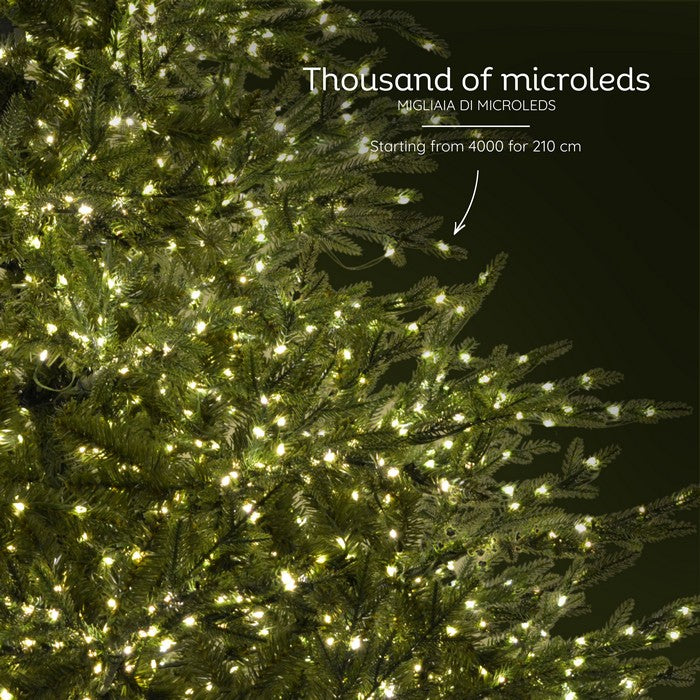 Albero di Natale verde in PE/PVC effetto realistico con microLED, telecomando, timer - Prestige