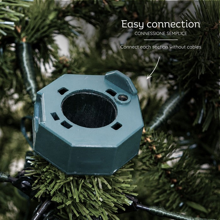 Albero di Natale verde in PE/PVC effetto realistico con microLED, telecomando, timer - Prestige