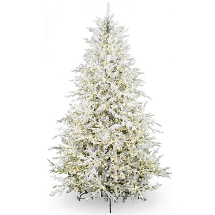 Albero di Natale innevato in PE/PVC effetto realistico con microLED, telecomando, timer - Prestige