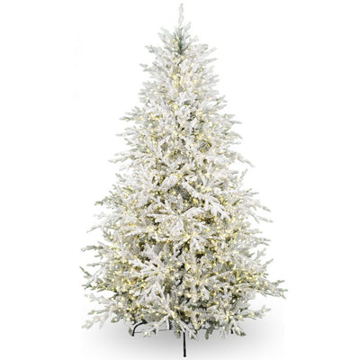 Albero di Natale innevato in PE/PVC effetto realistico con microLED, telecomando, timer - Prestige