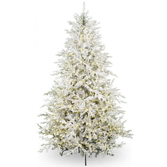 Albero di Natale innevato in PE/PVC effetto realistico con microLED, telecomando, timer - Prestige
