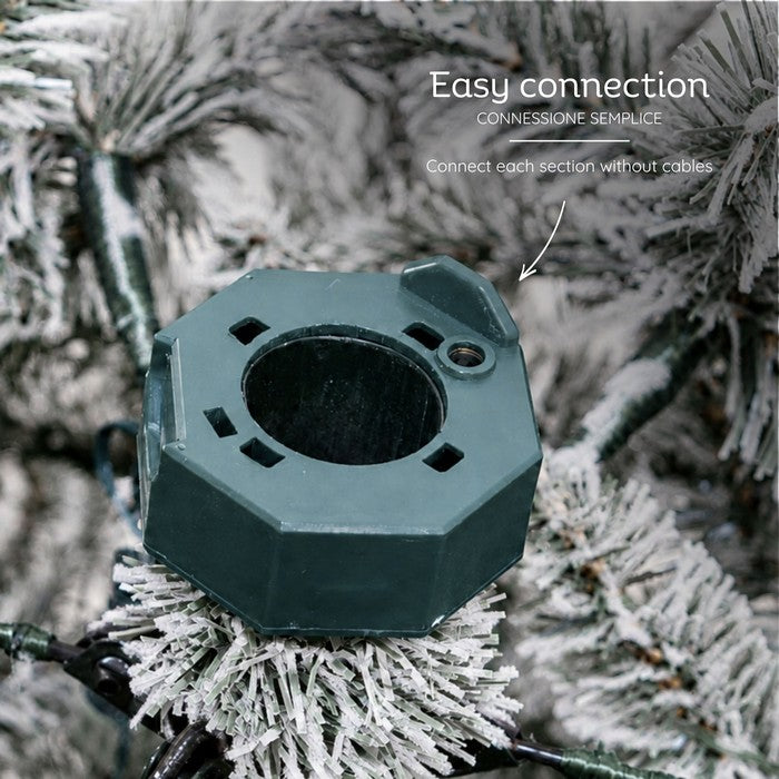 Albero di Natale innevato in PE/PVC effetto realistico con microLED, telecomando, timer - Prestige