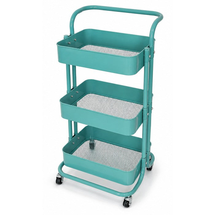 Carrello da cucina in metallo 3 ripiani, con ruote - Domera
