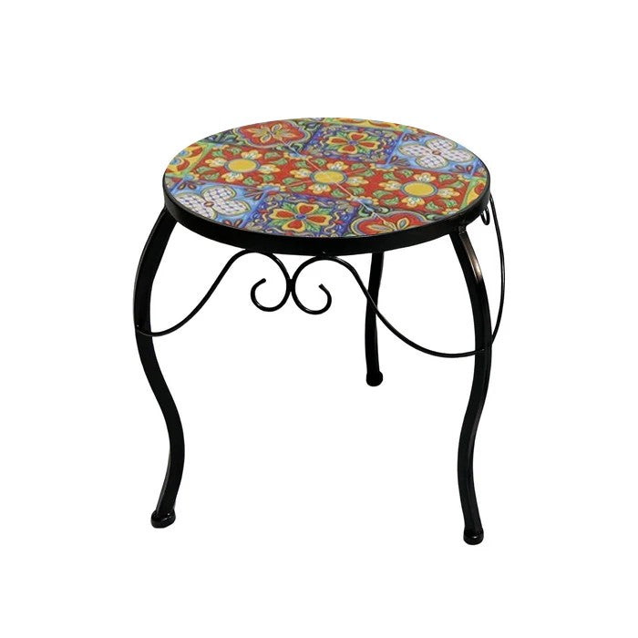 Supporto rotondo per piante 3 gambe con mosaico - Trapani