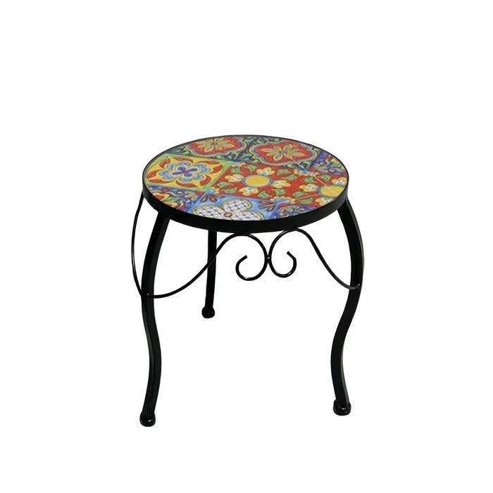 Supporto rotondo per piante 3 gambe con mosaico - Trapani