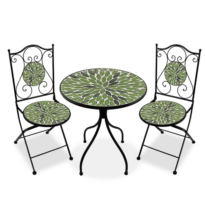 Set tavolo con sedie pieghevoli in metallo con mosaico - Folia