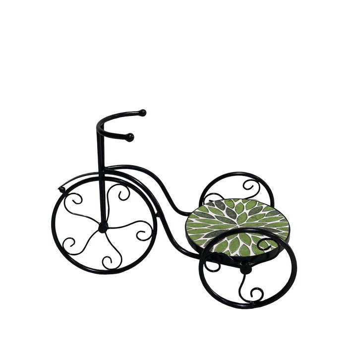 Bicicletta porta vaso in metallo, con decorazione mosaico - Folia