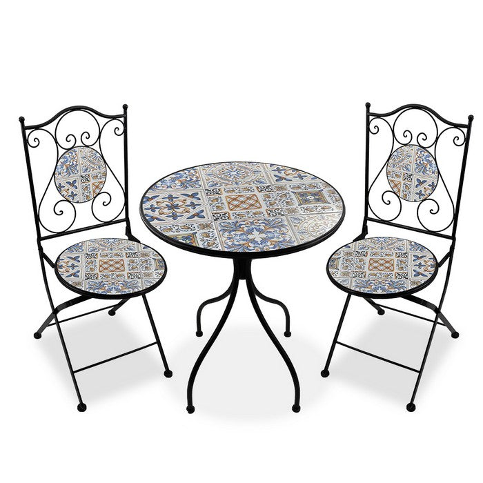 Set tavolo con sedie pieghevoli in metallo con mosaico - Erice