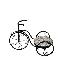 Bicicletta porta vaso in metallo, con decorazione mosaico - Erice
