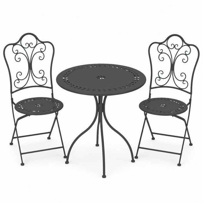 Set tavolo con sedie pieghevoli in metallo monocolore da balcone - Bistrot