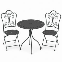 Set tavolo con sedie pieghevoli in metallo monocolore da balcone - Bistrot