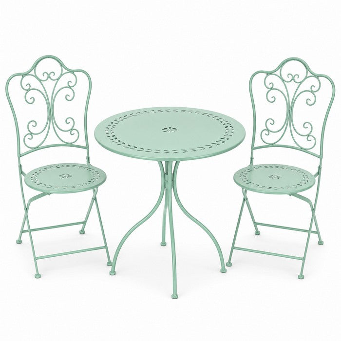 Set tavolo con sedie pieghevoli in metallo monocolore da balcone - Bistrot