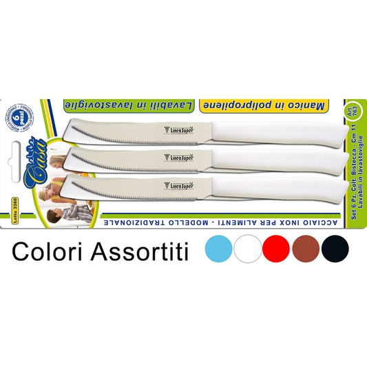 Set 6 coltelli da tavola con manico in plastica colorata - DE LUCA COLTELLERIA - 34276795089112