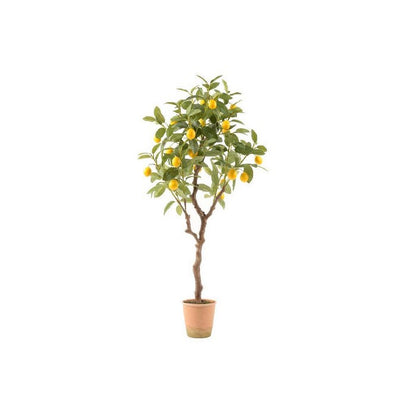 Pianta artificiale di limone in vaso con frutti 115 cm