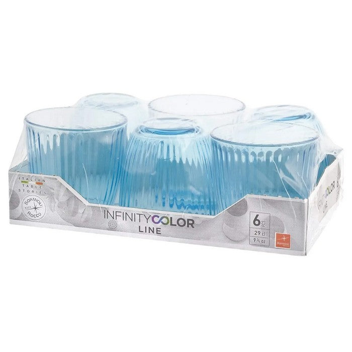 Set 6 bicchieri in vetro azzurro - Line Acqua