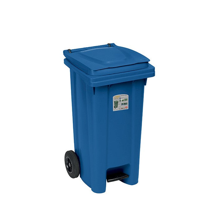 Bidone carrellato con pedale 120 litri