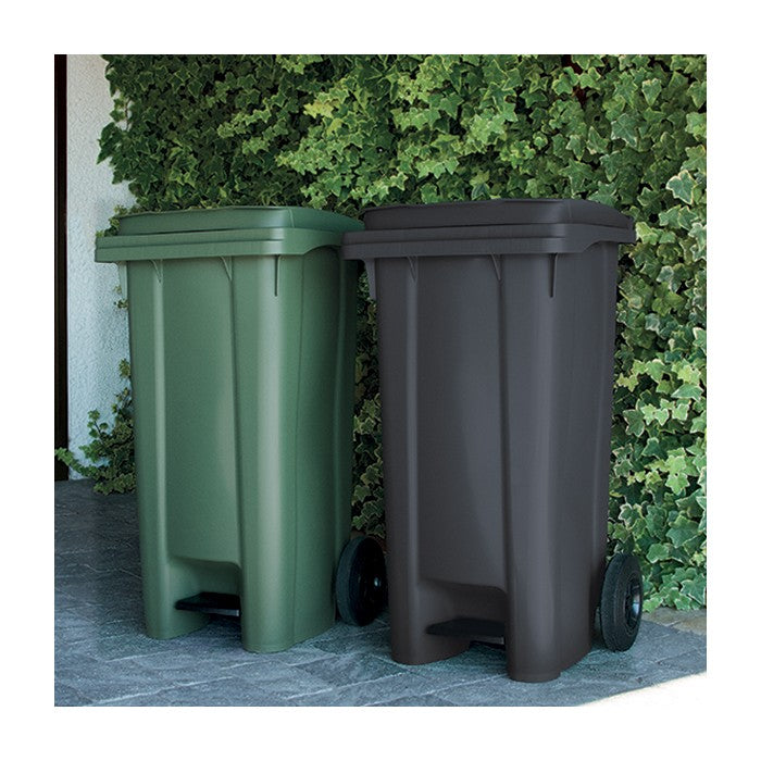 Bidone carrellato con pedale 120 litri