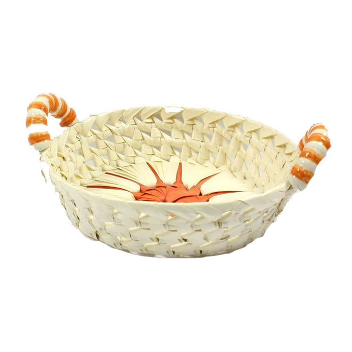 Cesto tondo con manici in ceramica