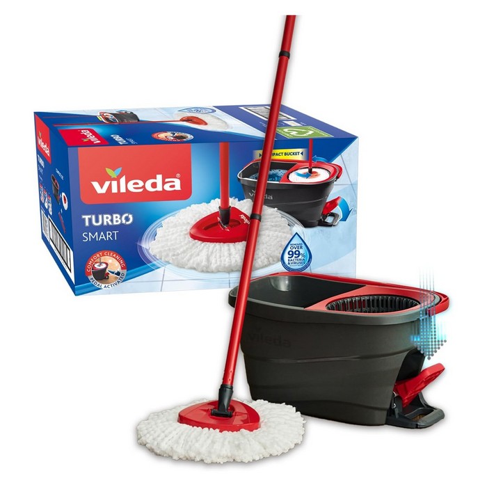 Vileda Turbo Smart con fiocco in microfibra e secchio spin