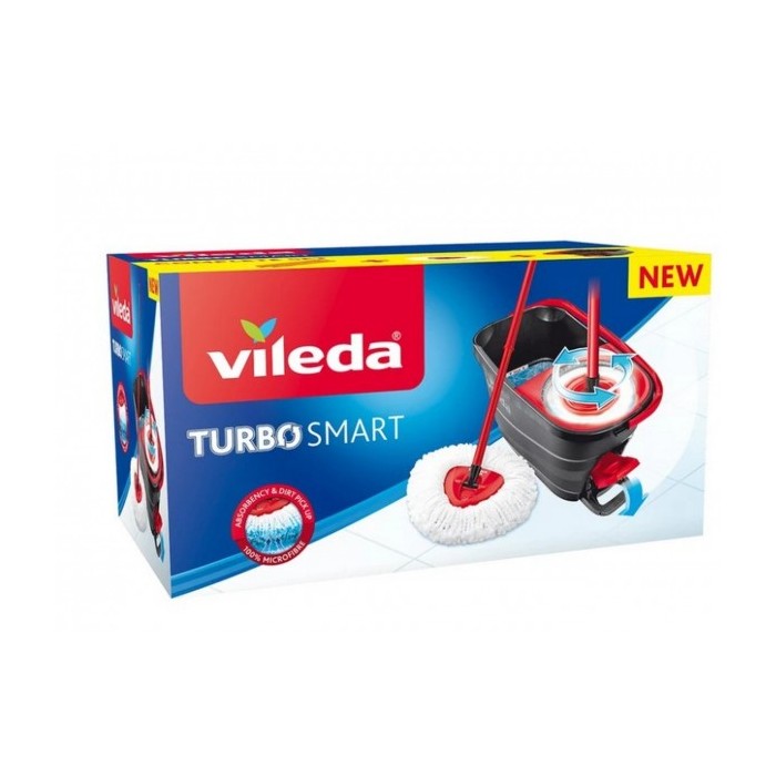 Vileda Turbo Smart con fiocco in microfibra e secchio spin