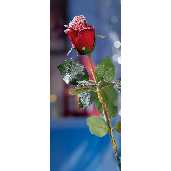 Rosa innevata rosso per decorazione natalizia 69 cm