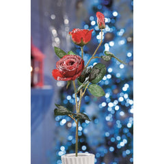 Rosa innevata rosso per decorazione natalizia 73 cm