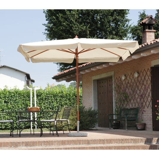 Ombrellone da giardino ecru con palo centrale in legno - GREENWOOD - 34273648967896