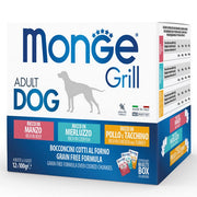 Monge Grill Multipack Buste - Pollo e Tacchino, Manzo, Merluzzo 12x100g