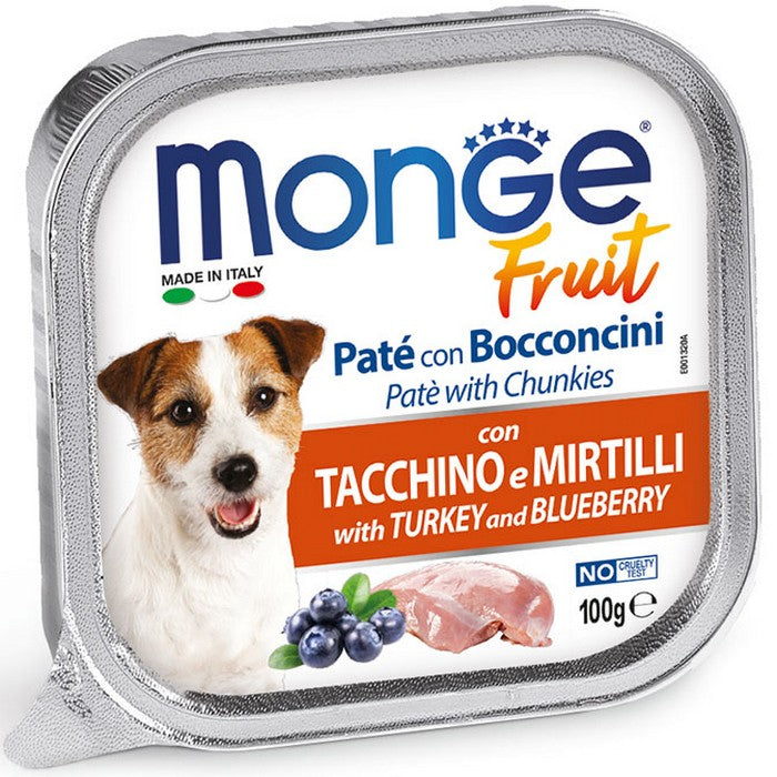 Monge Fruit Paté e Bocconcini con Tacchino e Mirtilli 100g