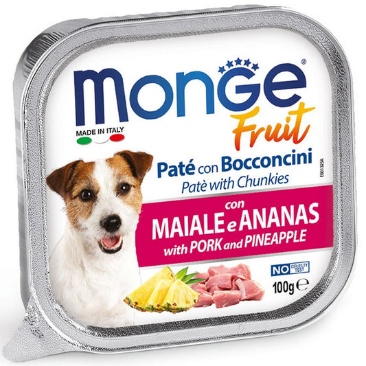 Monge Fruit Paté e Bocconcini con Maiale e Ananas 100g - MONGE - 