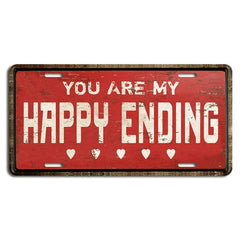 Targhetta in metallo Happy Ending Vintage