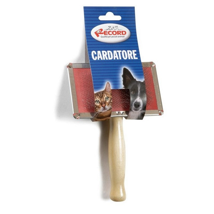 Cardatore morbido per cani e gatti con manico in legno - RECORD - 64429007995258