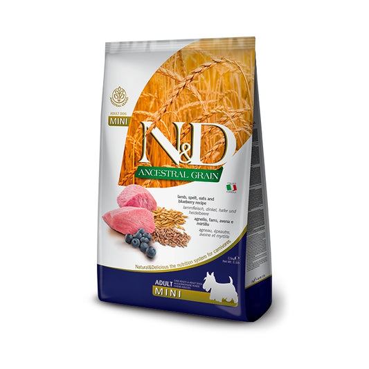 N&D Ancestral grain Dog Agnello e mirtilli Adult Mini - FARMINA - 64826454212986